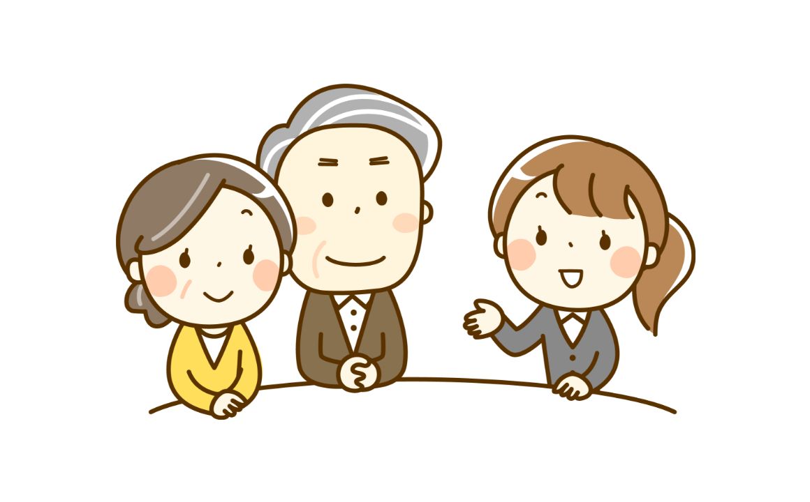 高齢者が相談するイメージイラスト