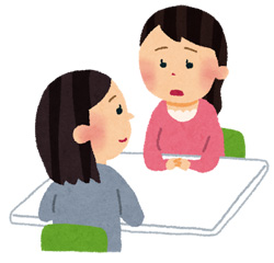 支援員とAさんが話をするイメージのイラスト