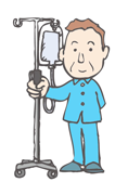 点滴をする男性のイメージイラスト