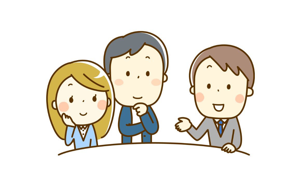 相談する男女のイラスト
